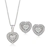 Ross-simons Diamond Jewelry Set: Heart-shaped Earrings And Pendant Necklace In Sterling Silver In Multi