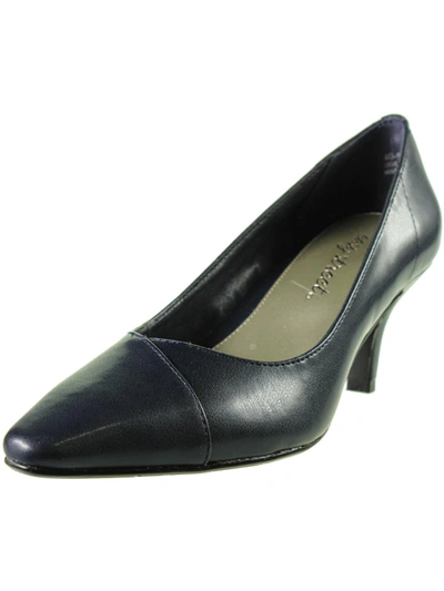 Easy Street Chiffon Womens Faux Leather Pointed Toe Pumps In Blue