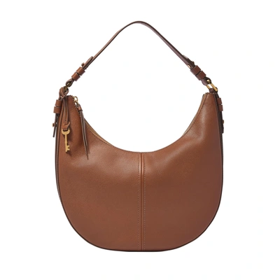 Fossil Harwell Leather Crescent Bag In Medium Brown