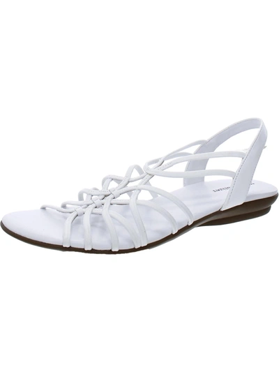 Naturalizer Brave Womens Faux Leather Strappy Flat Sandals In White