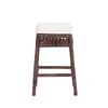Jonathan Y Bali 25.5" Bohemian Basics Rattan Backless Counter Stool, White Cushion With Dark Brown Woven Frame