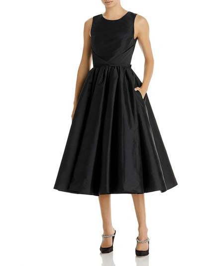 Amsale Womens Taffeta Sleeveless Fit & Flare Dress In Black