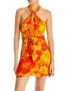 FAITHFULL THE BRAND WOMENS FLORAL HALTER MINI DRESS