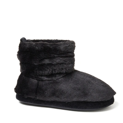 Dearfoams Women's Kimber Furry Bootie Slipper In Black