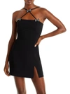 Shop Amanda Uprichard Ayleen Womens Knit Embellished Cocktail And Party Dress In Black