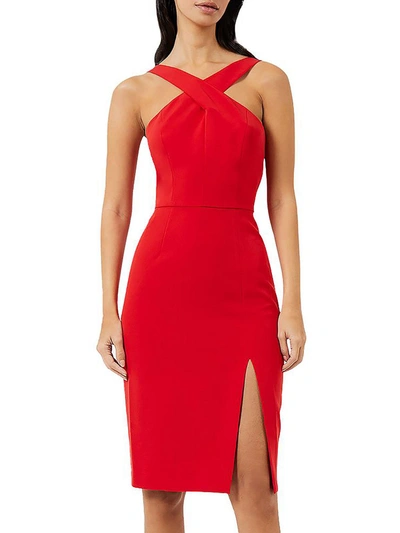 French Connection Womens Crepe Knee Halter Dress In Red