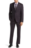 TED BAKER ROGER EXTRA SLIM FIT SOLID BURGUNDY WOOL SUIT