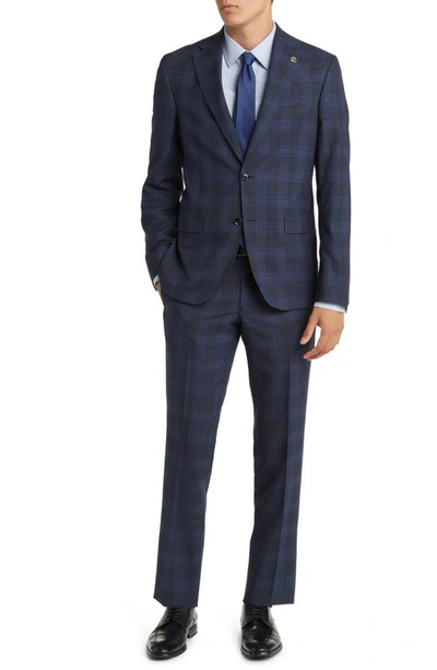 Ted Baker Roger Extra Slim Fit Plaid Wool Suit In Blue
