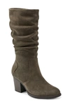 Earth Women's Vine Block Heel Almond Toe Narrow Calf Casual Boots In Dark Brown Suede