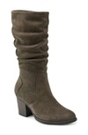 Earth Women's Vine Narrow Calf Block Heel Boots In Dark Brown Suede