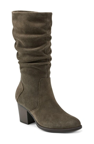 Earth Women's Vine Block Heel Almond Toe Narrow Calf Casual Boots In Dark Brown Suede