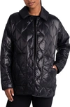 Lole The Quilted Water Repellent Nylon Shacket In Black Beauty
