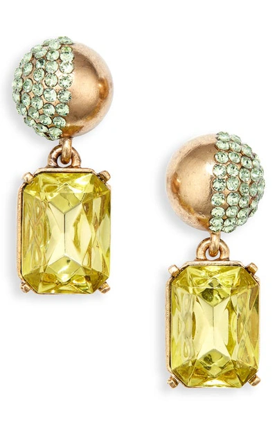 Oscar De La Renta Half Pavé Crystal Drop Earrings In Gold