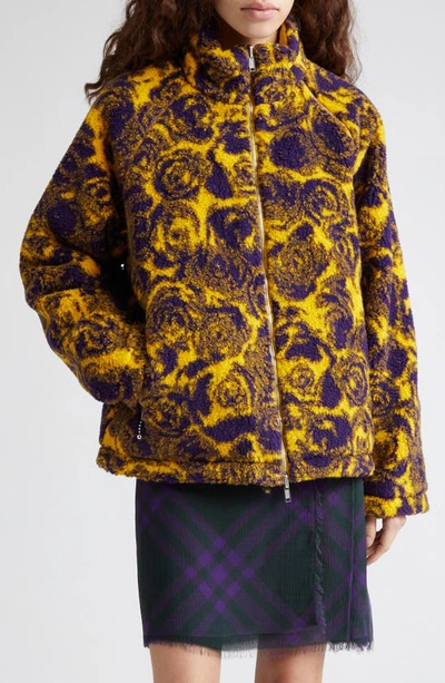Burberry Rose Jacquard Fleece Jacket In Pear
