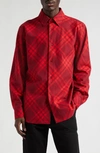 BURBERRY CHECK BRUSHED COTTON FLANNEL BUTTON-UP SHIRT