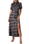 ASTR ASTR THE LABEL FLORAL MOCK NECK MAXI DRESS