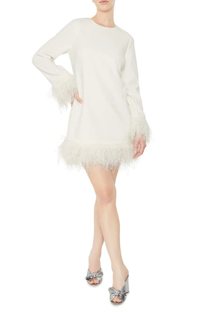 LIKELY LIKELY MARULLO FEATHER TRIM LONG SLEEVE DRESS