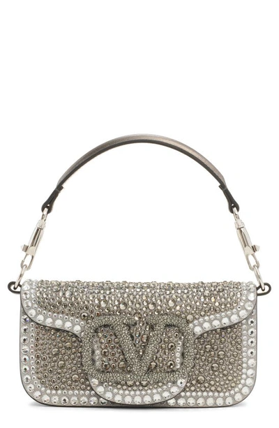 Valentino Garavani Loco Small Rhinestone Shoulder Bag In Bl_diamond_cry_antra