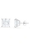 Queen Jewels 10k Gold Princess Cut Cubic Zirconia Stud Earrings In White Gold/8mm