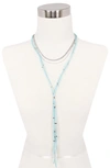 Olivia Welles Layered Chain And Suede Lariat Necklace In Silver / Aqua