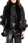 Saachi Tiered Faux Fur Cardigan In Black