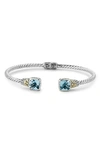 Samuel B. Sterling Silver Blue Topaz Twist Cable Bracelet In Blue