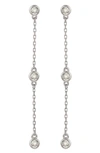 Suzy Levian Diamond Station Chain Drop Earrings In White Gold