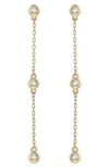 Suzy Levian Diamond Station Chain Drop Earrings In Yellow Gold