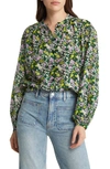& Other Stories Floral Cotton & Silk Blouse In Multi Green Flower Meriame Aop