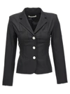 Alessandra Rich Tailored Fit Lace-up Blazer Jacket In Black