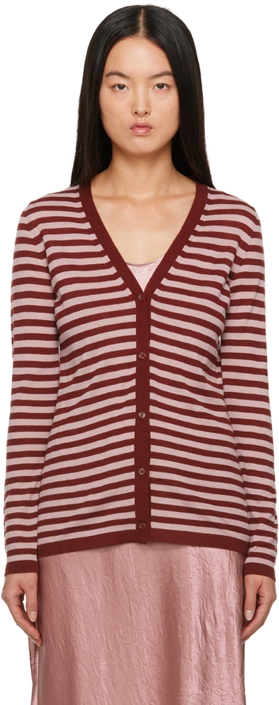 Max Mara Pink & Red Striped Cardigan In 014 Brick/pink