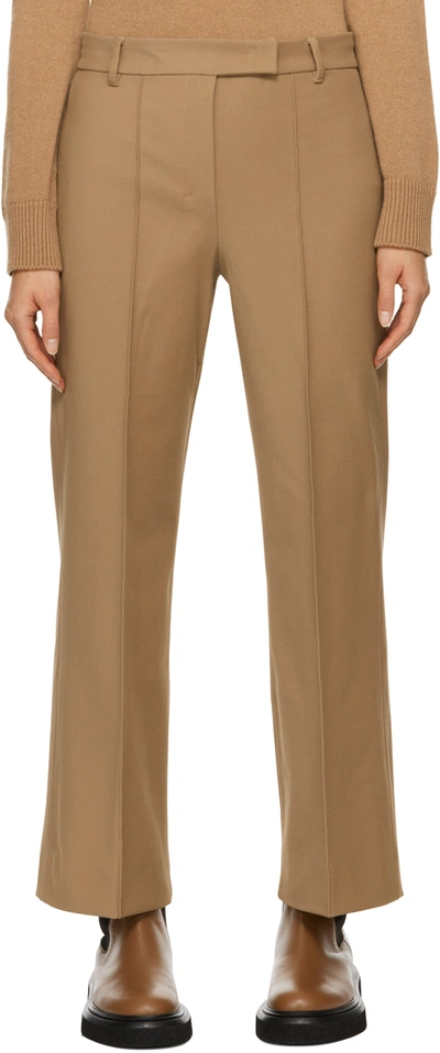 S Max Mara Brown Pleated Trousers In 048 Honey