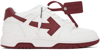 OFF-WHITE WHITE & BURGUNDY OUT OF OFFICE SNEAKERS
