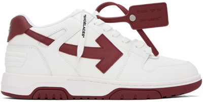 Off-white White & Burgundy Out Of Office Sneakers In White Burgundy