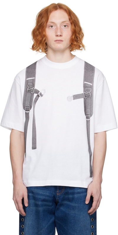 Off-white Backpack-print Cotton T-shirt In Bianco