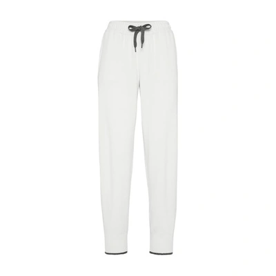 Brunello Cucinelli Tapered-leg Cashmere Track Pants In Blanc