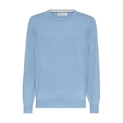 Brunello Cucinelli Cashmere Crewneck Sweater In Bleu_ciel