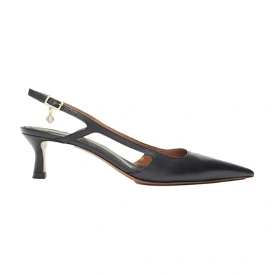 Maje Fayna Pointed-toe Leather Slingback Courts In Black