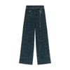 Maje Belted Metallic Bouclé-tweed Wide-leg Pants In Vert_bouteille