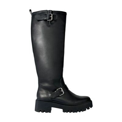 Maje 60mm Leather Boots In Black