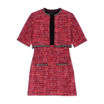 Maje Womens Rouges Ritalete Two-in-one Metallic-thread Woven Mini Dress