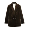Zadig & Voltaire Double-breasted Velvet Blazer In Kaki