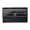Maje Womens Ecru Clover Croc-embossed Leather Clutch Bag In Black
