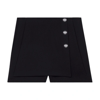 Maje Imaboo High-rise Logo-buttons Stretch-woven Skort In Noir