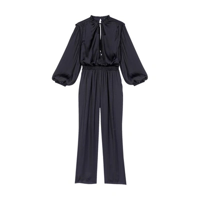Maje Long Cinched Jumpsuit In Black
