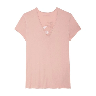 Zadig & Voltaire Story Fishnet T-shirt In Pink