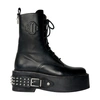 Maje Buckle-detail Lace-up Leather Boots In Black