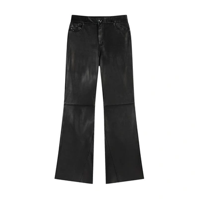 Maje Classic Leather Trousers In Noir