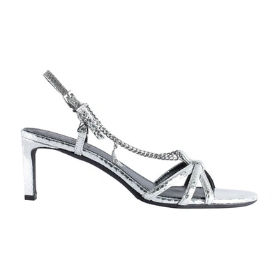 Zadig & Voltaire Sleepless 60mm Embossed Leather Sandals In Silver