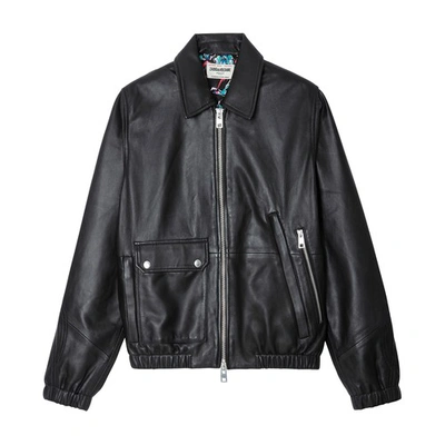 Zadig & Voltaire Zip-up Leather Jacket In Black